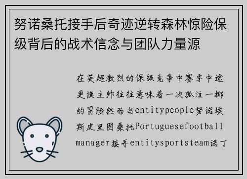 努诺桑托接手后奇迹逆转森林惊险保级背后的战术信念与团队力量源 努诺桑托接手后奇迹逆转森林惊险保级背后的战术信念与团队力量源